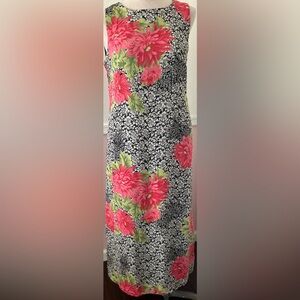 Floral Sleeveless Dress - Pink and Black